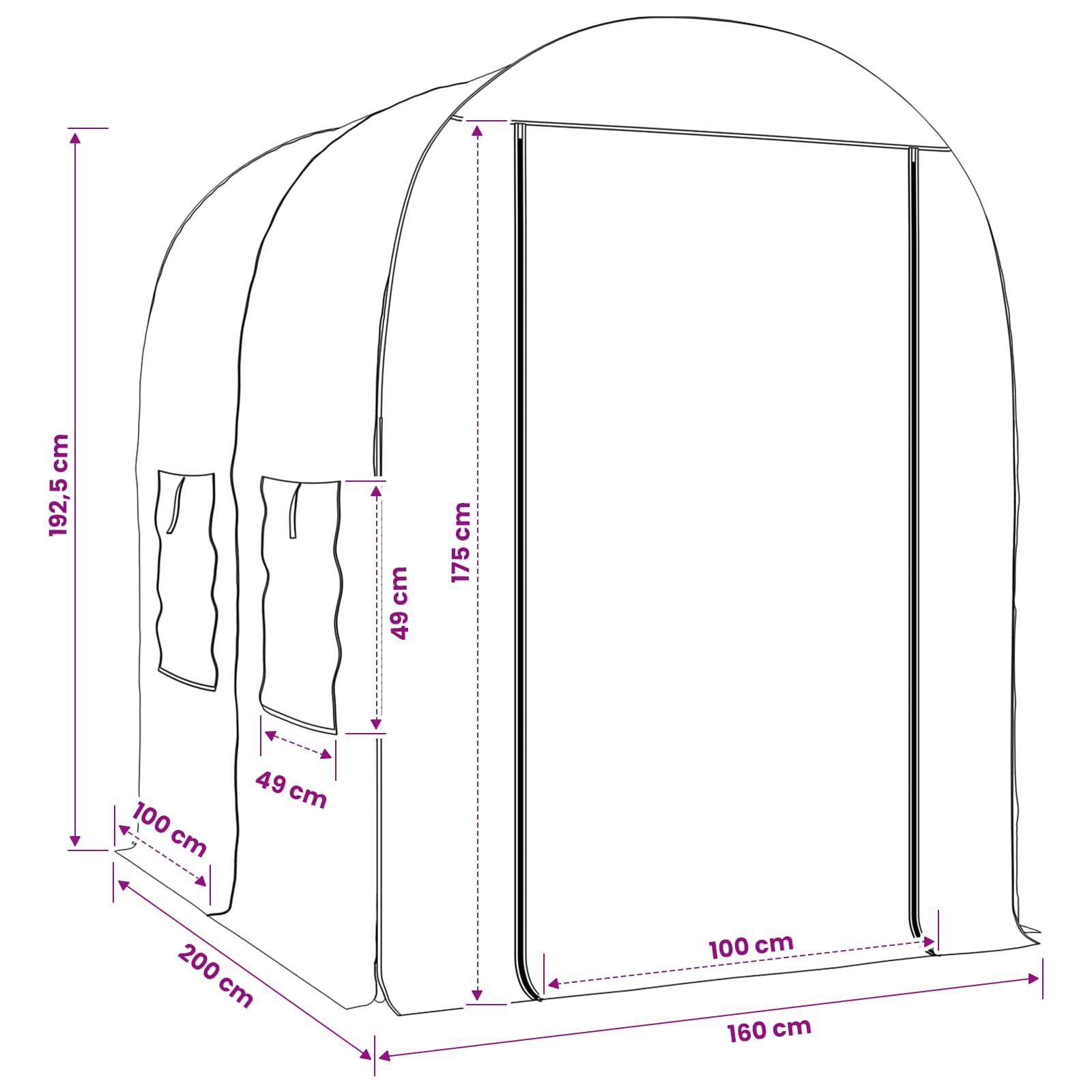 Serra con telaio 160 x 200 x 192,5 cm PVC Trasparente