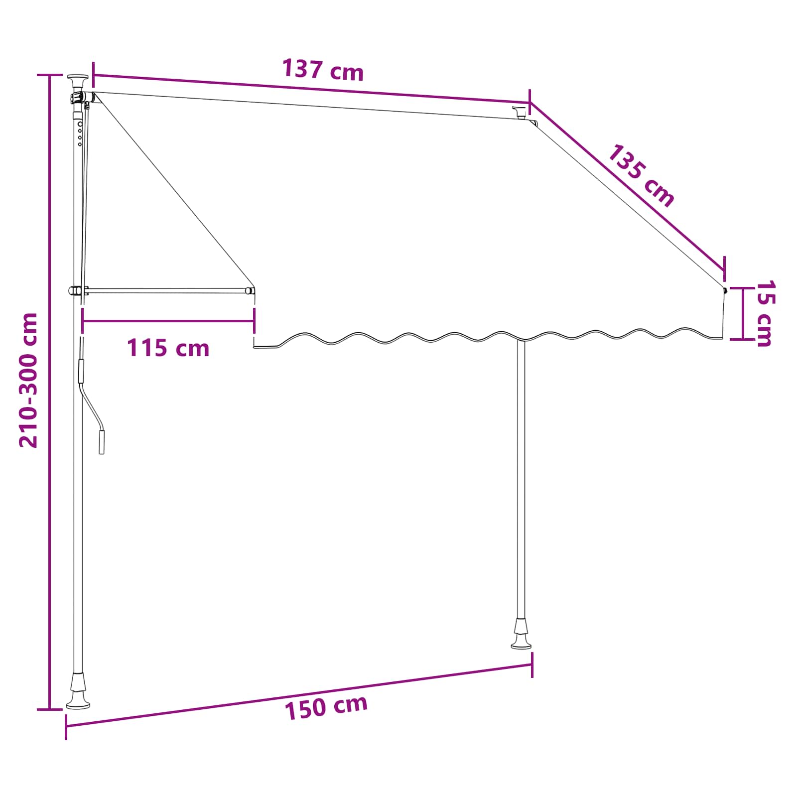 Tenda retrattile manuale Antracite e Bianco 150 cm