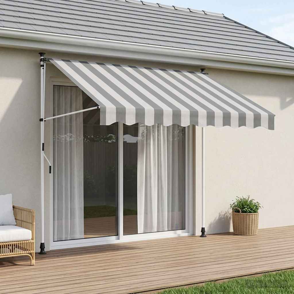Tenda retrattile manuale Antracite e Bianco 250 cm