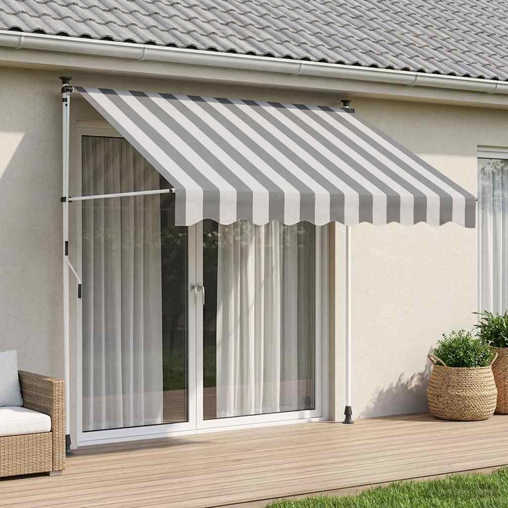 Tenda retrattile manuale Antracite e Bianco 300 cm