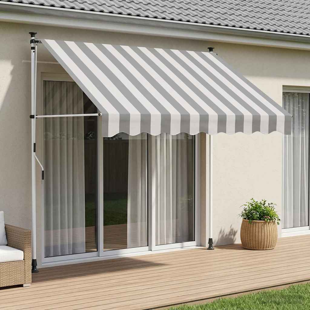 Tenda retrattile manuale Antracite e Bianco 400 cm