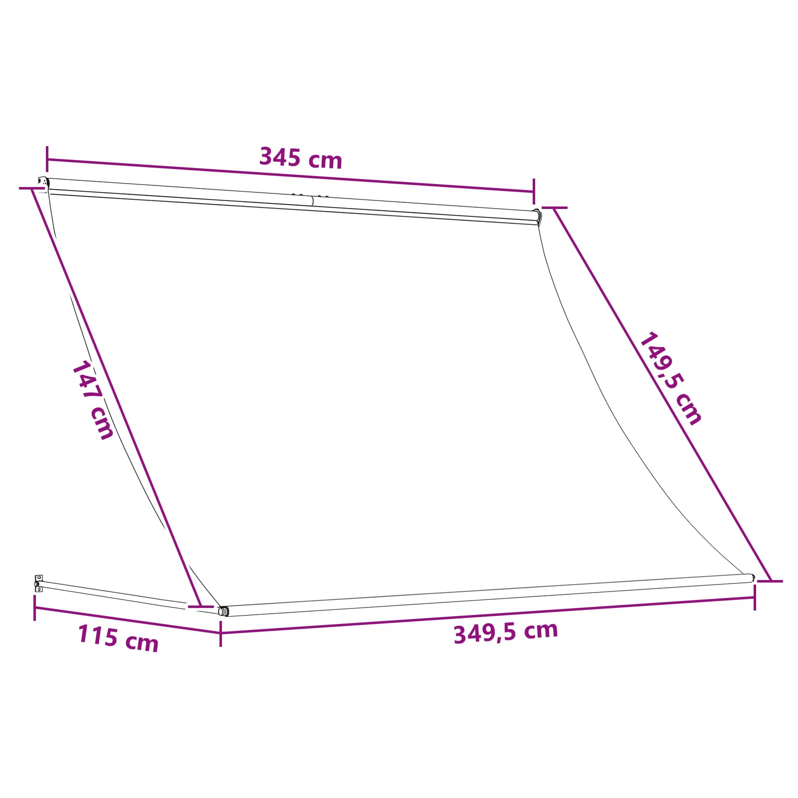 Tenda da Sole Tortora 350 x 150 cm