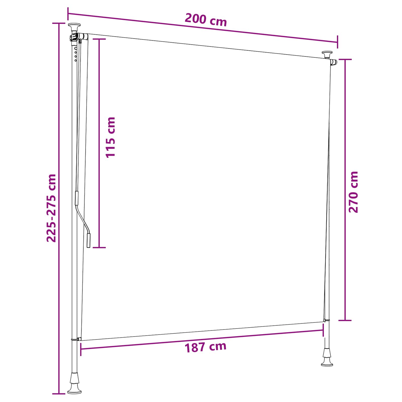 Tenda a Rullo Esterna Marrone 200 x 270 cm