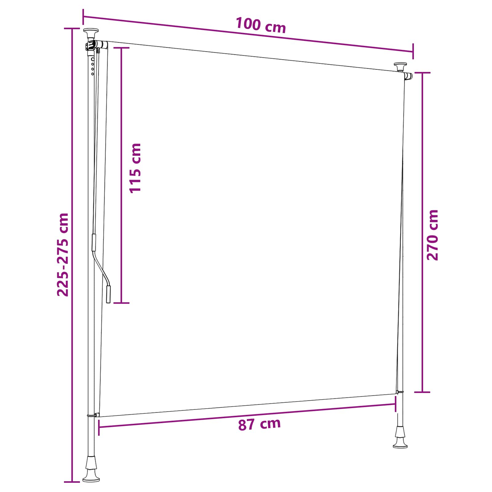 Tenda a Rullo Esterna Sabbia 100 x 270 cm