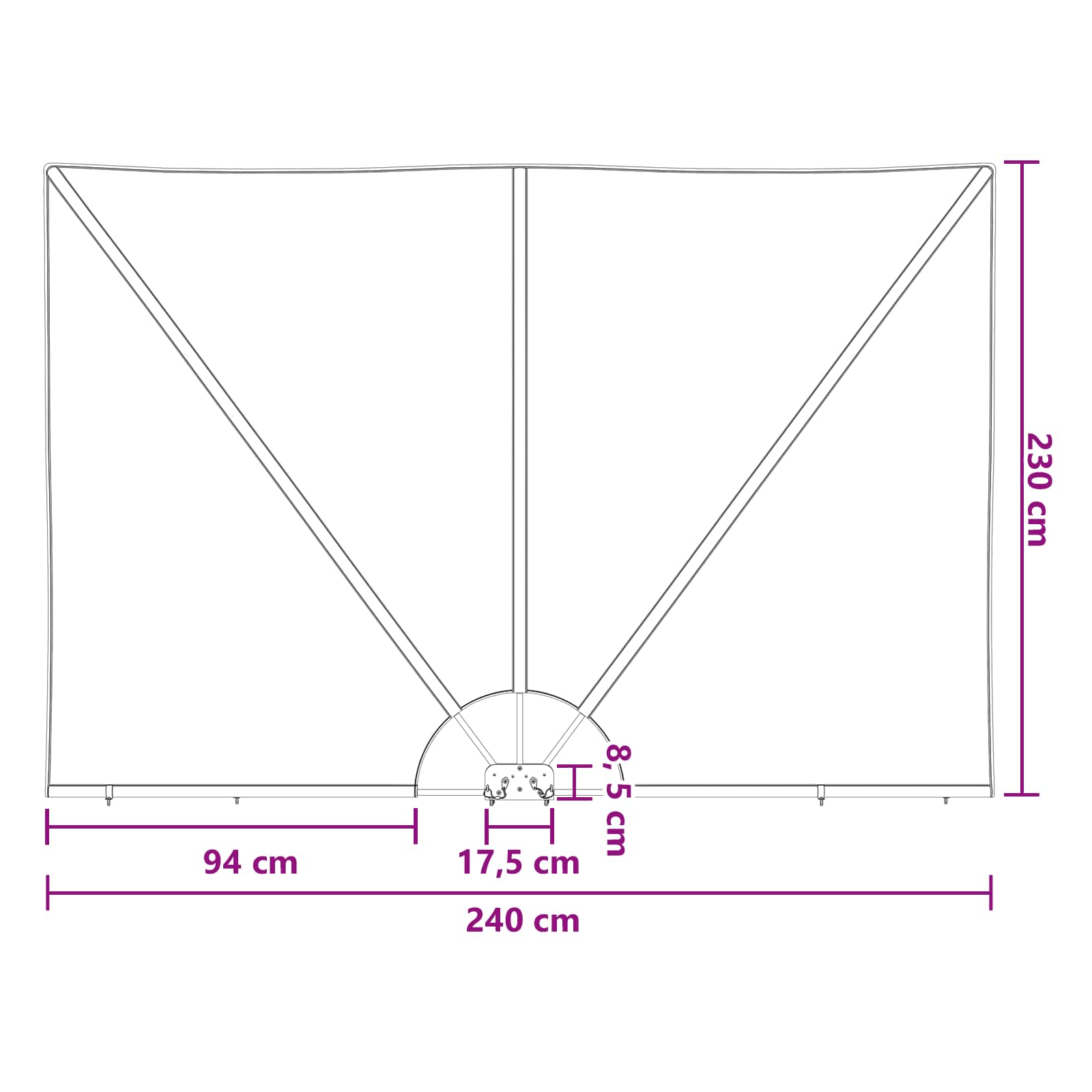 Schermo di Privacy per Balcone 240 x 160 cm Poliestere