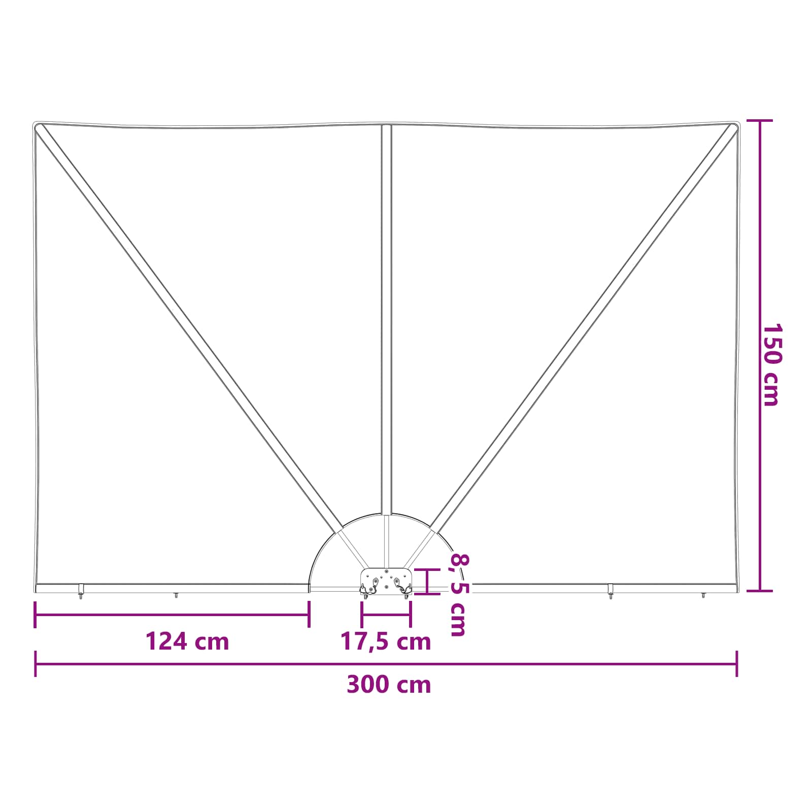 Schermo di Privacy per Balcone 150 x 300 cm Poliestere