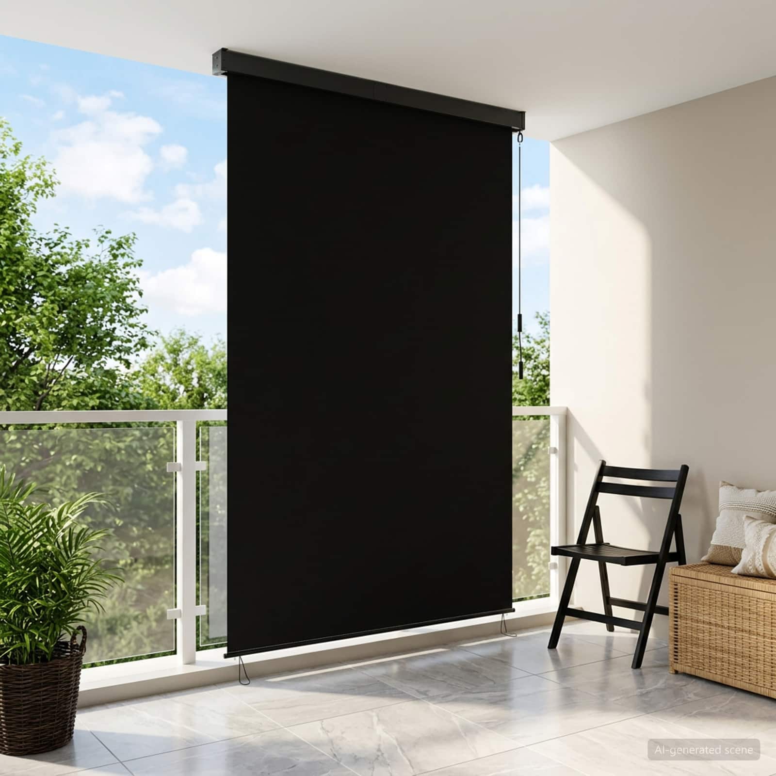 Tenda a rullo Nero 100 x 250 cm Tessuto e Alluminio