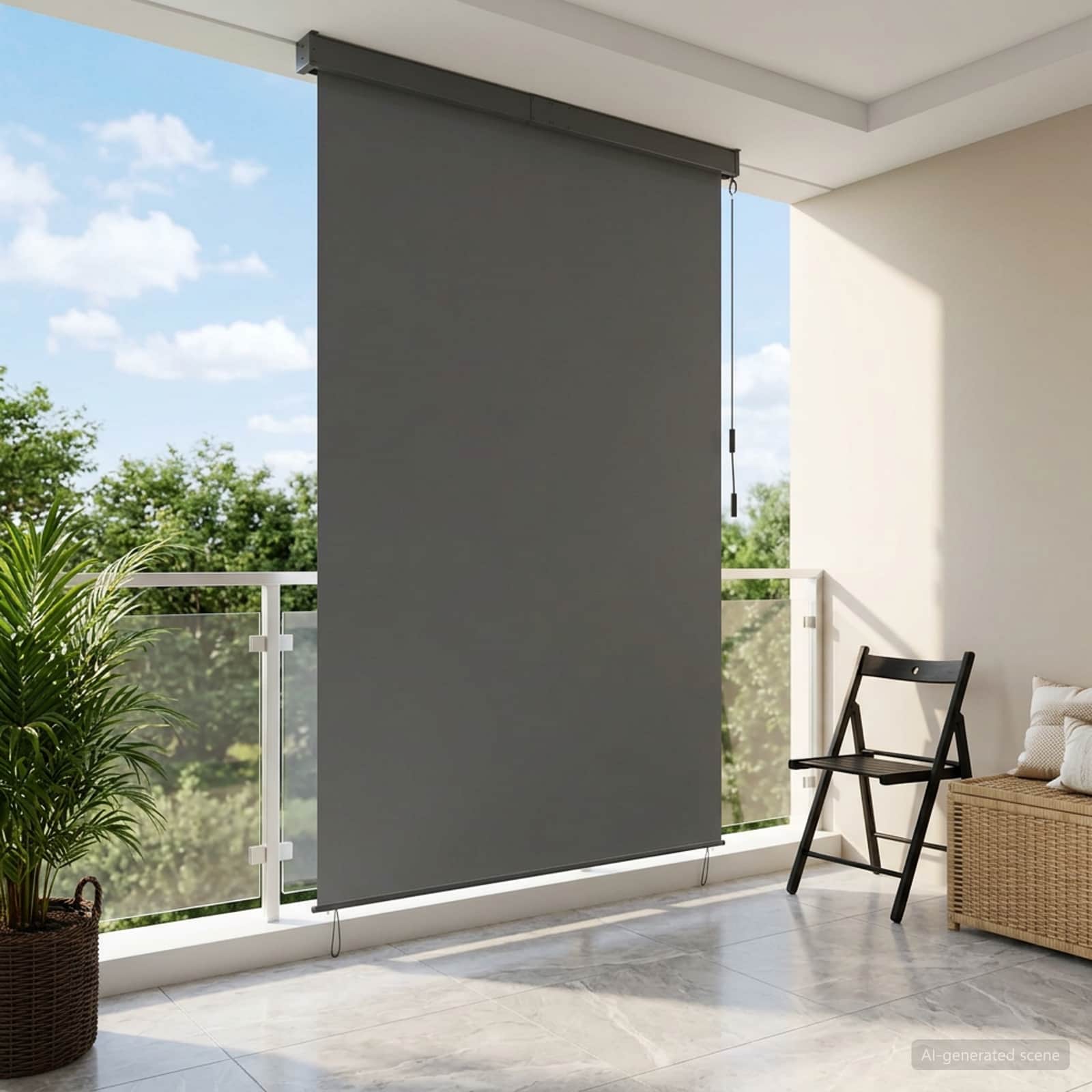 Tenda a rullo Grigio Chiaro 120 x 250 cm Tessuto e Alluminio