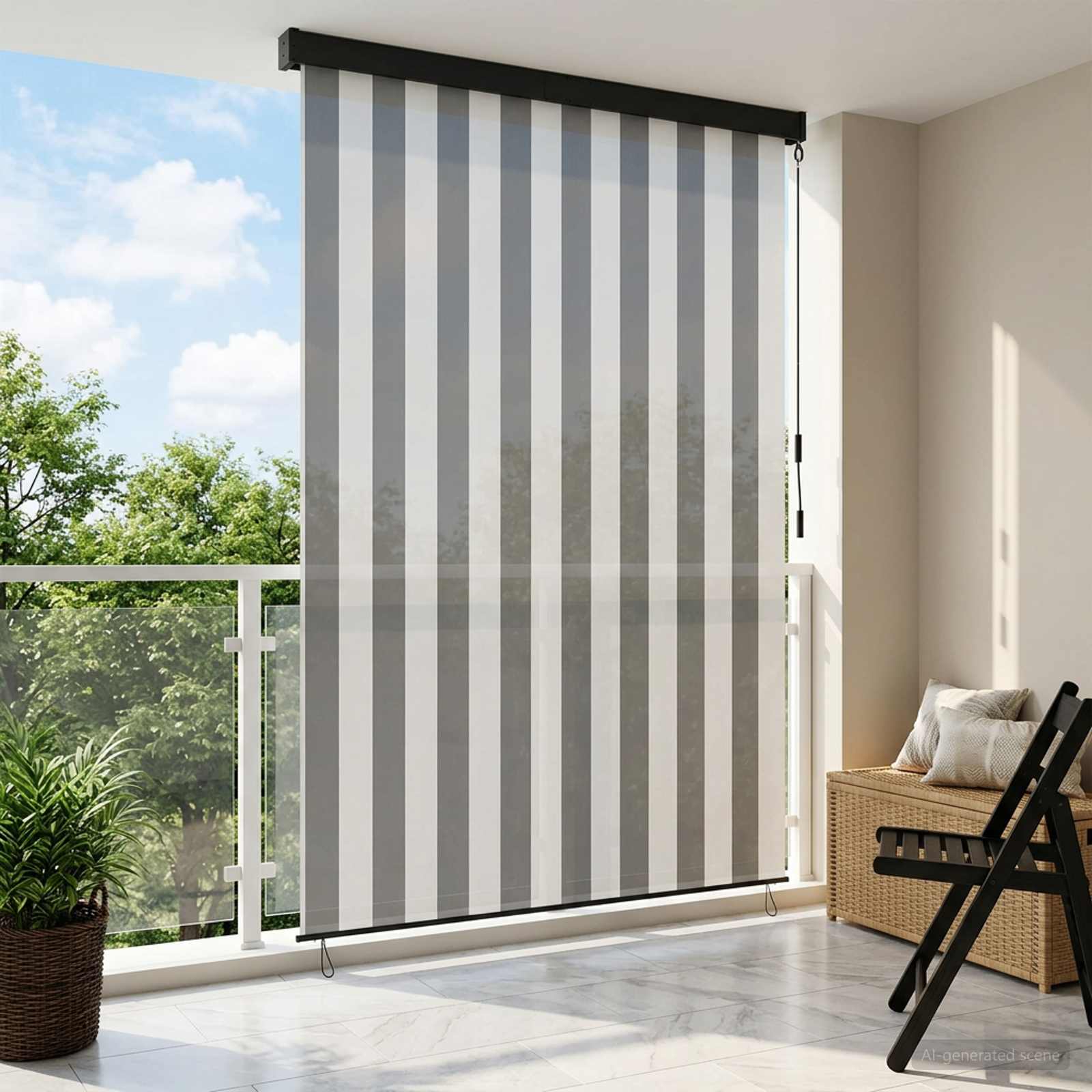Tenda a rullo Antracite e Bianco 120 x 250 cm
