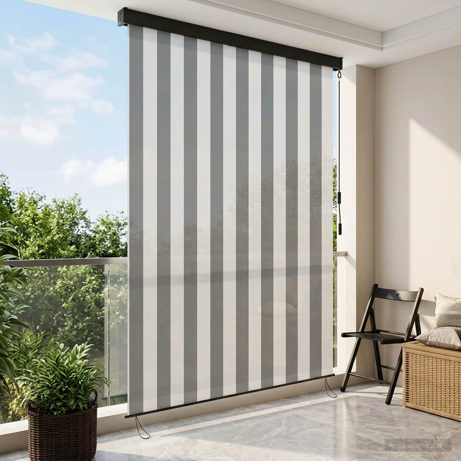 Tenda a rullo Antracite e Bianco 140 x 250 cm