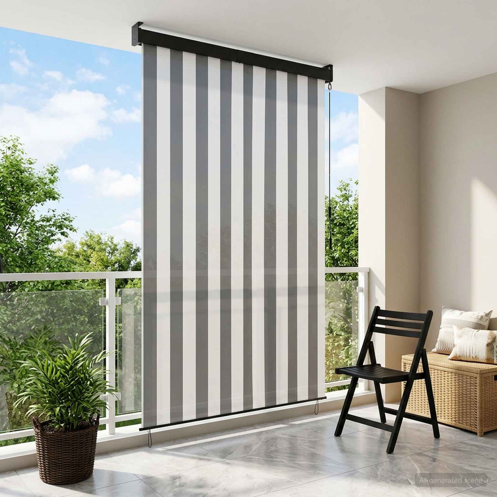 Tenda a rullo Antracite e Bianco 160 x 250 cm