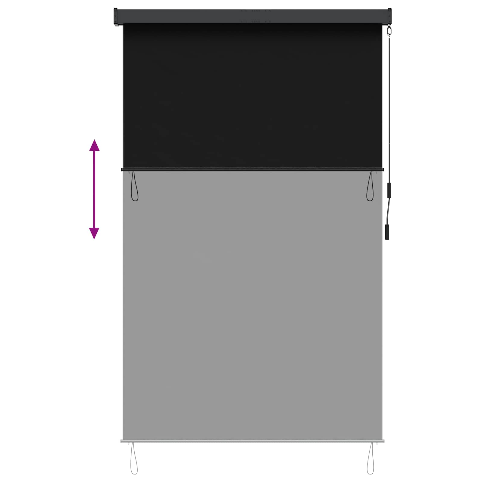 Tenda a rullo Nero 180 x 250 cm Tessuto e Alluminio