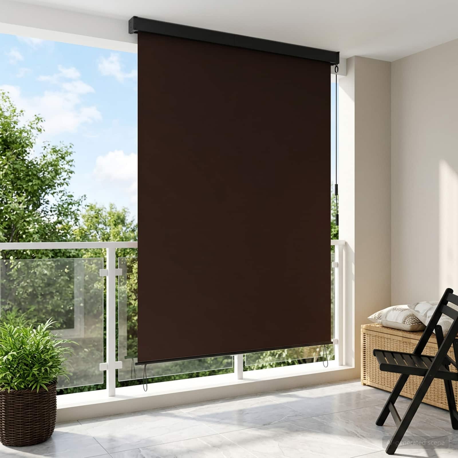 Tenda a rullo Marrone 180 x 250 cm Tessuto e Alluminio