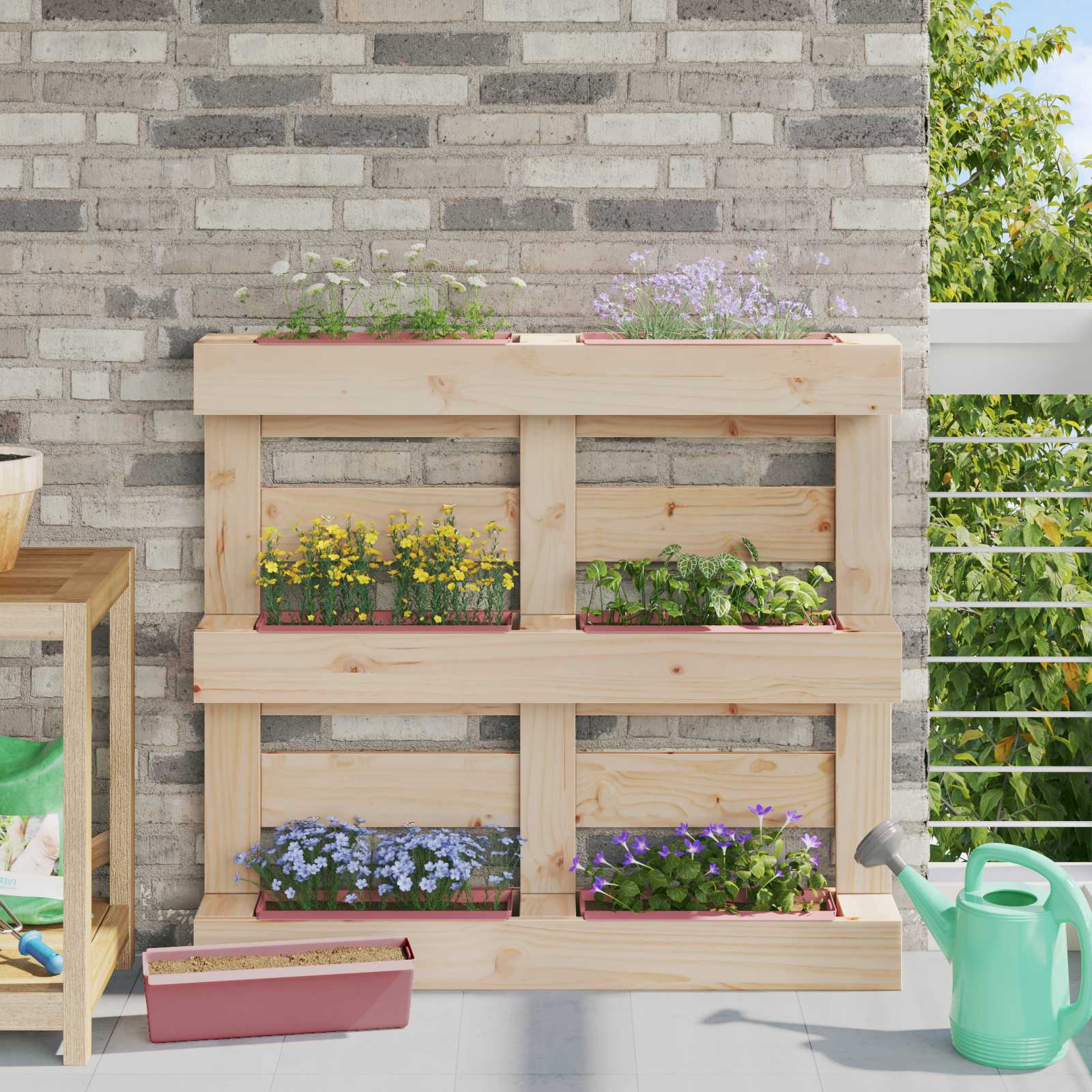 Fioriere per Euro pallet 12 pz Marrone 36,5 x 14 x 9,5 cm