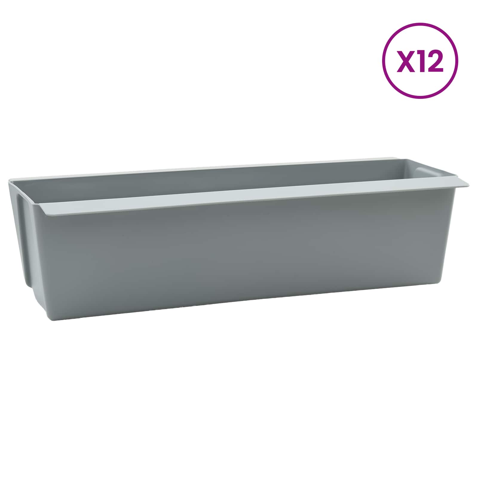 Fioriere per Euro pallet 12 pz Grigio chiaro 36 x 13,5 x 9,5 cm