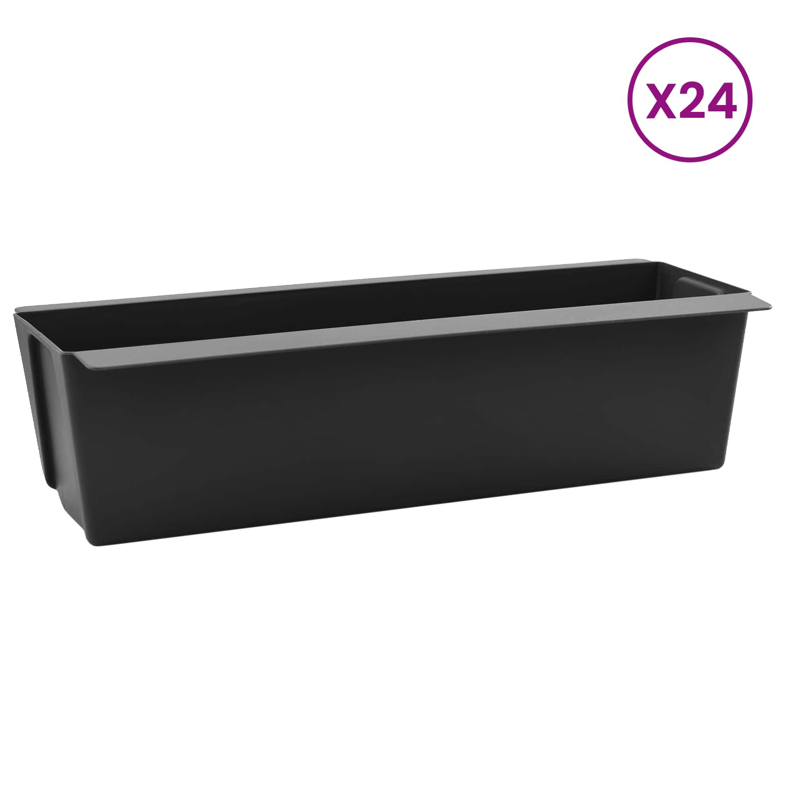 Fioriere per Euro pallet 24 pz Nero 36 x 13,5 x 9,5 cm