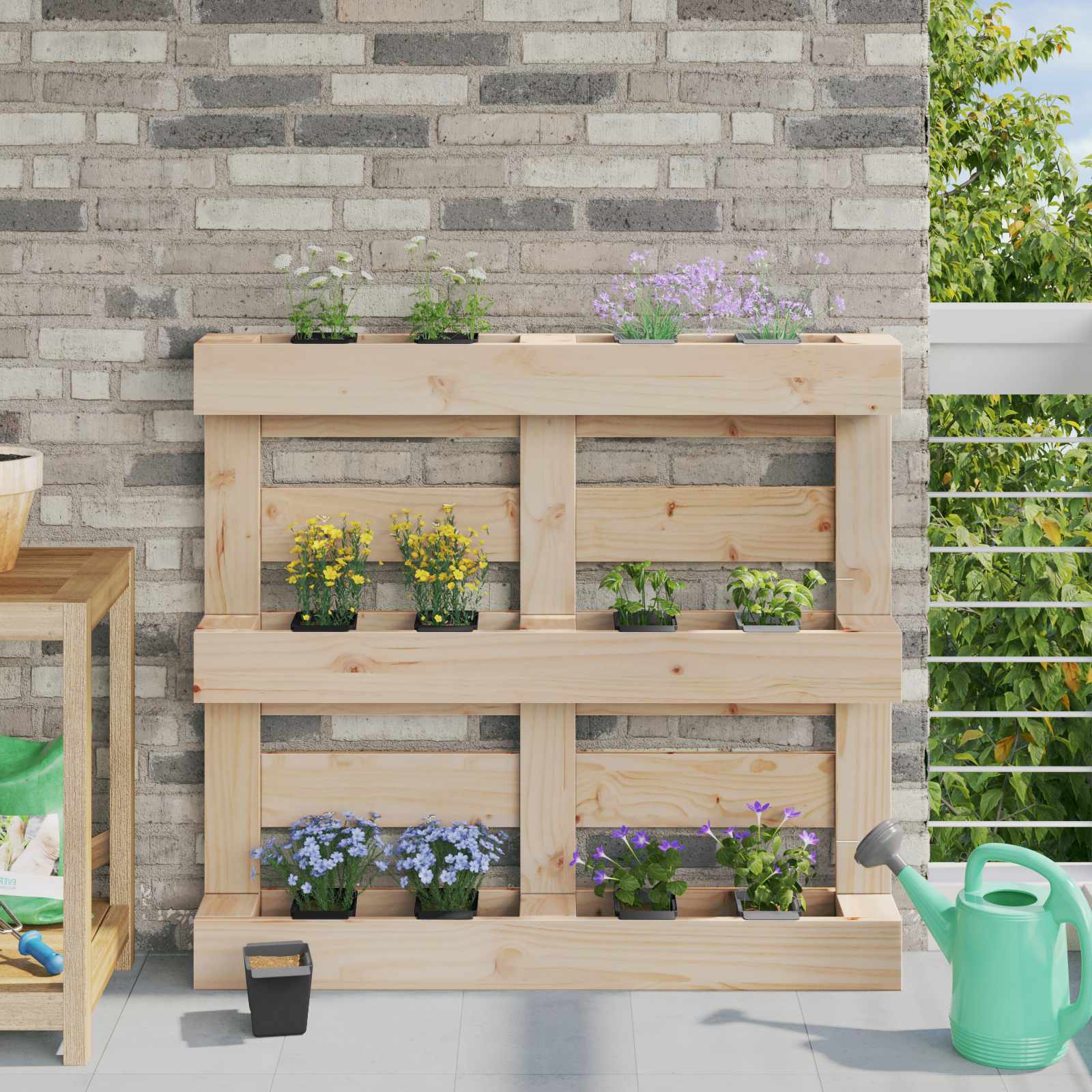 Fioriere per Euro pallet 24 pz Nero 13,5 x 9 x 9,5 cm