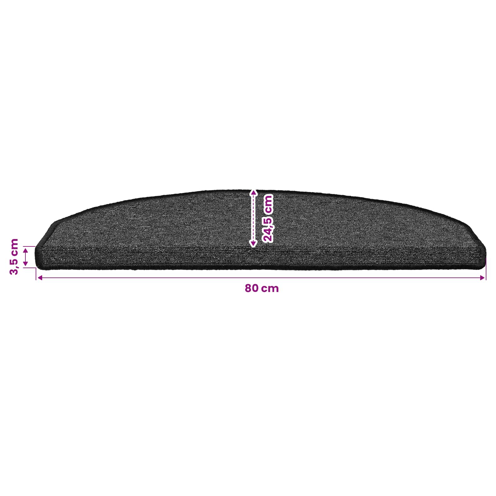 Tappetini per scale autoadesivi 15 pz 80 x 24,5 x 3,5 cm