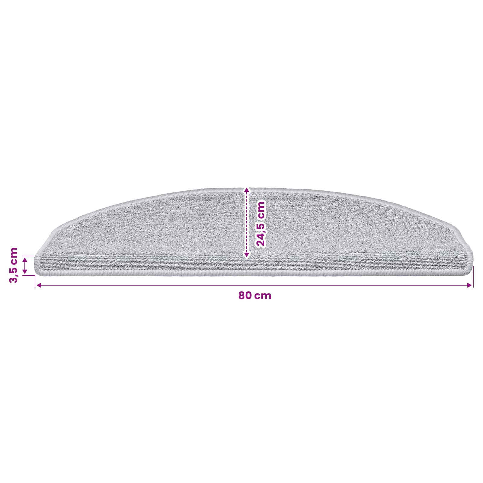 Tappetini per scale autoadesivi 15 pz 80 x 24,5 x 3,5 cm