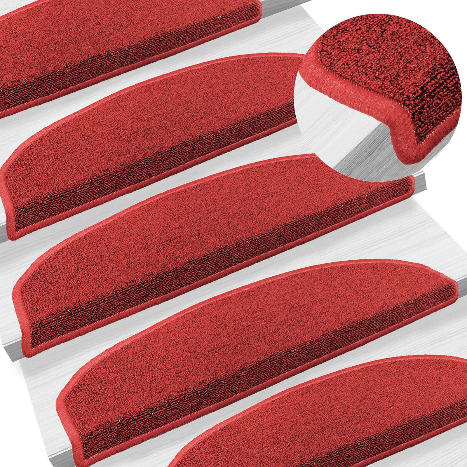 Tappetini per scale autoadesivi 15 pz 80 x 24,5 x 3,5 cm Rosso