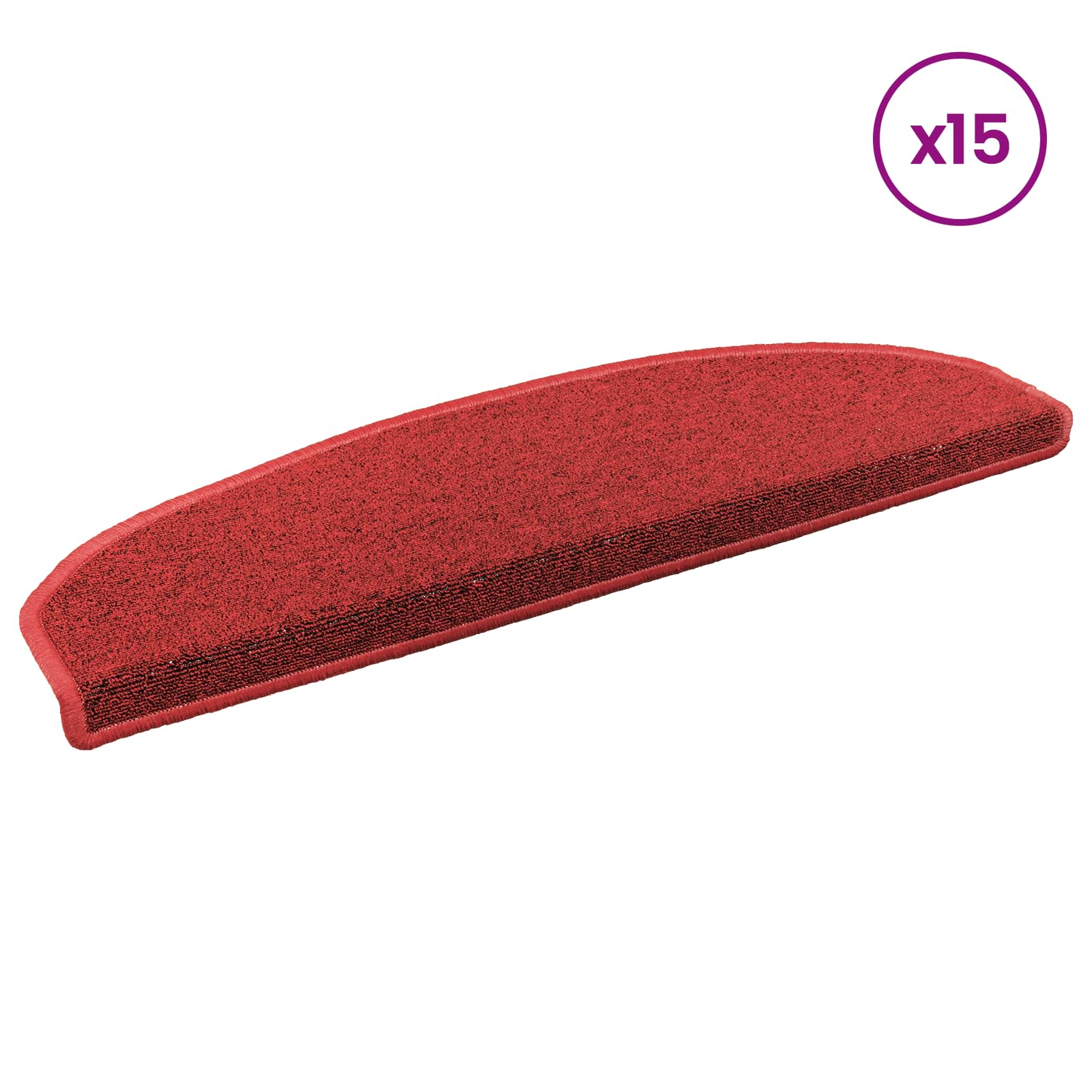 Tappetini per scale autoadesivi 15 pz 80 x 24,5 x 3,5 cm Rosso