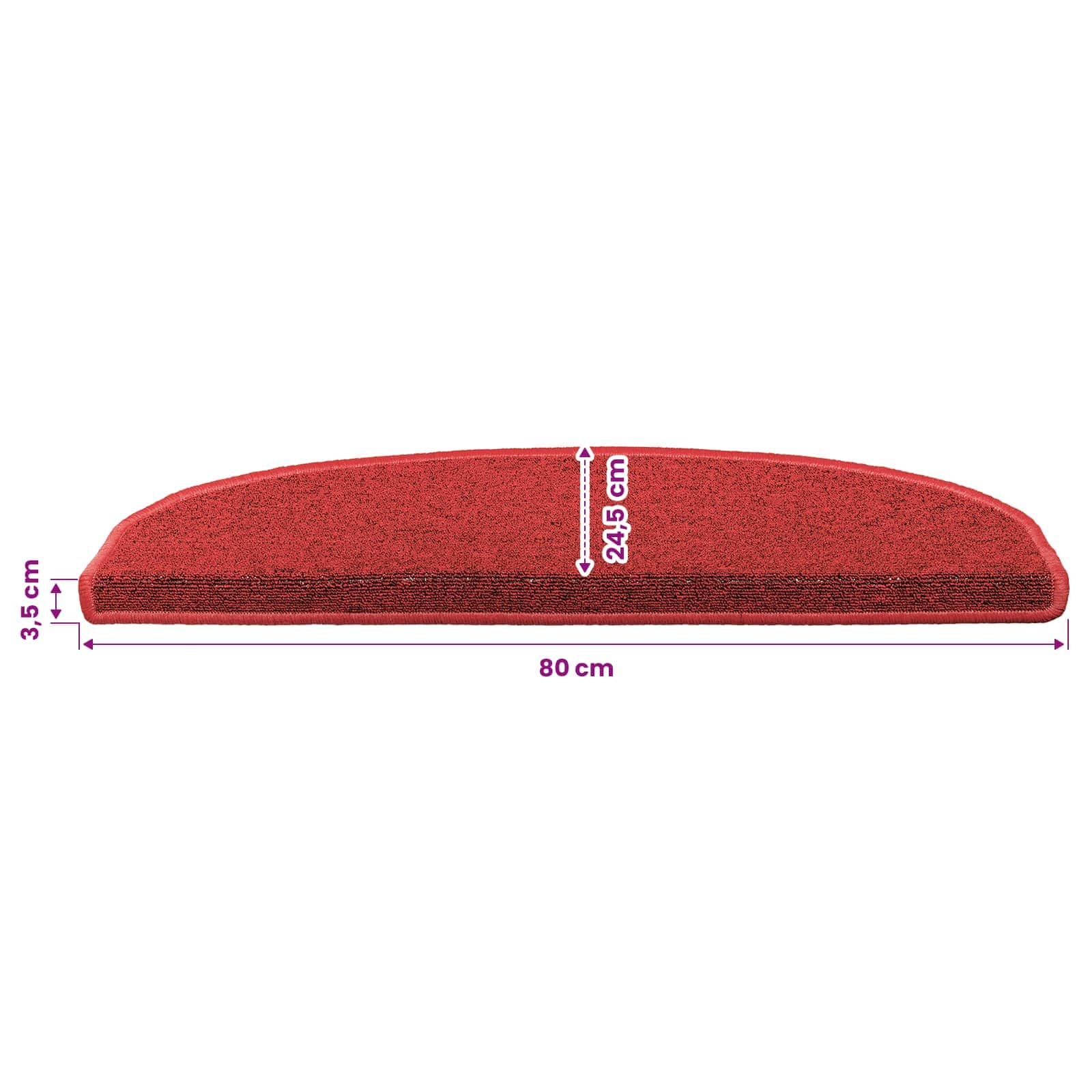 Tappetini per scale autoadesivi 15 pz 80 x 24,5 x 3,5 cm Rosso