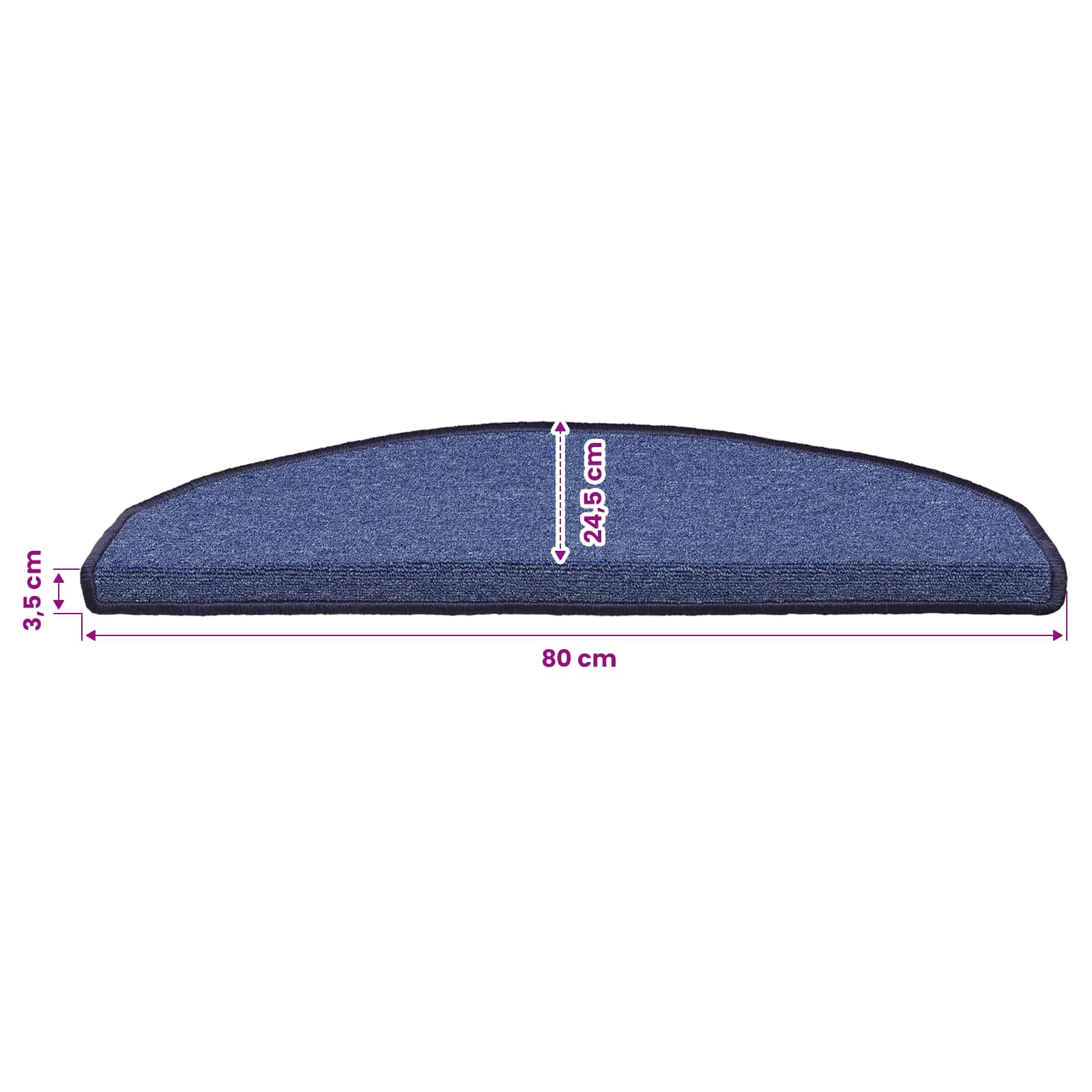 Tappetini per scale autoadesivi 15 pz 80 x 24,5 x 3,5 cm Blu