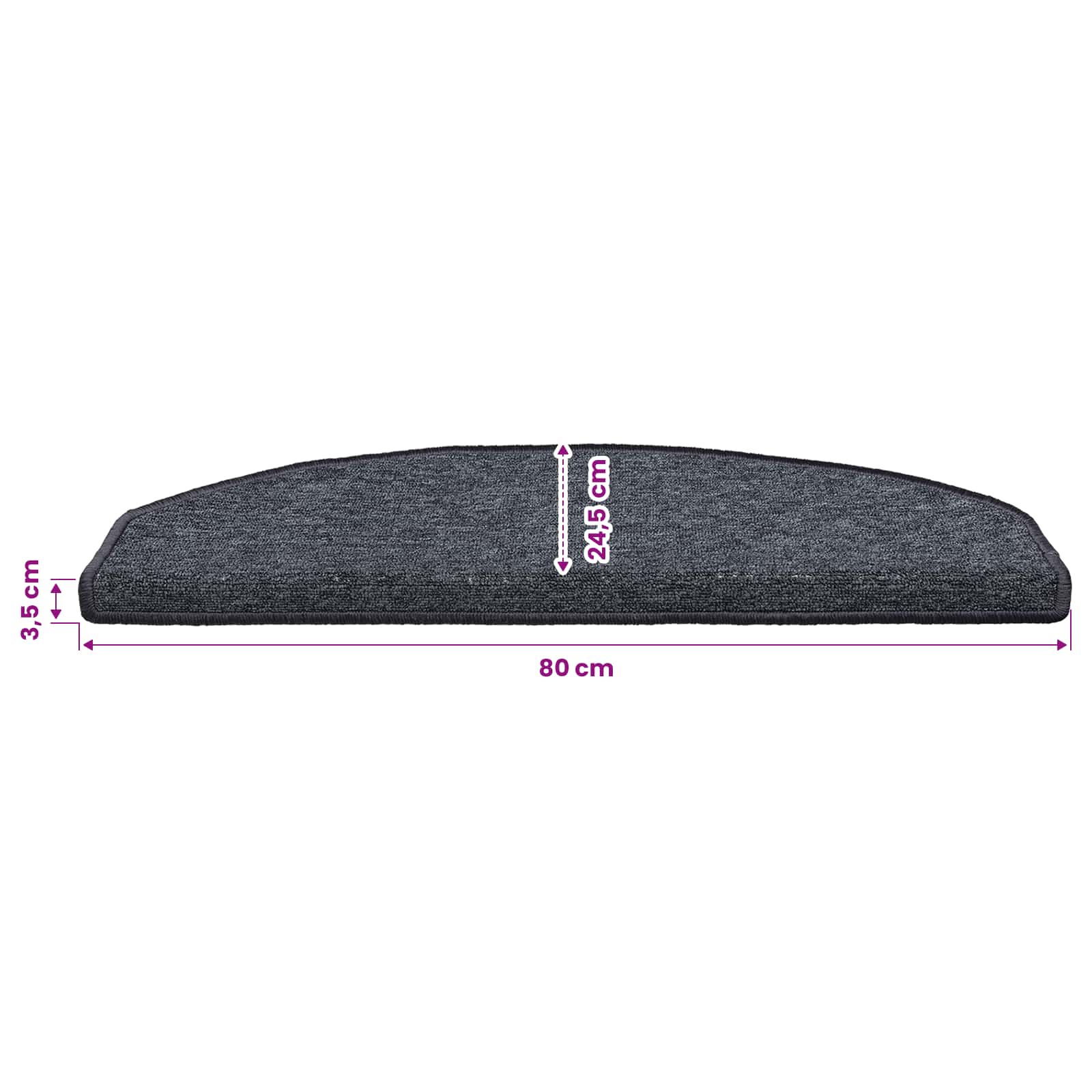 Tappetini per scale autoadesivi 15 pz 80 x 24,5 x 3,5 cm