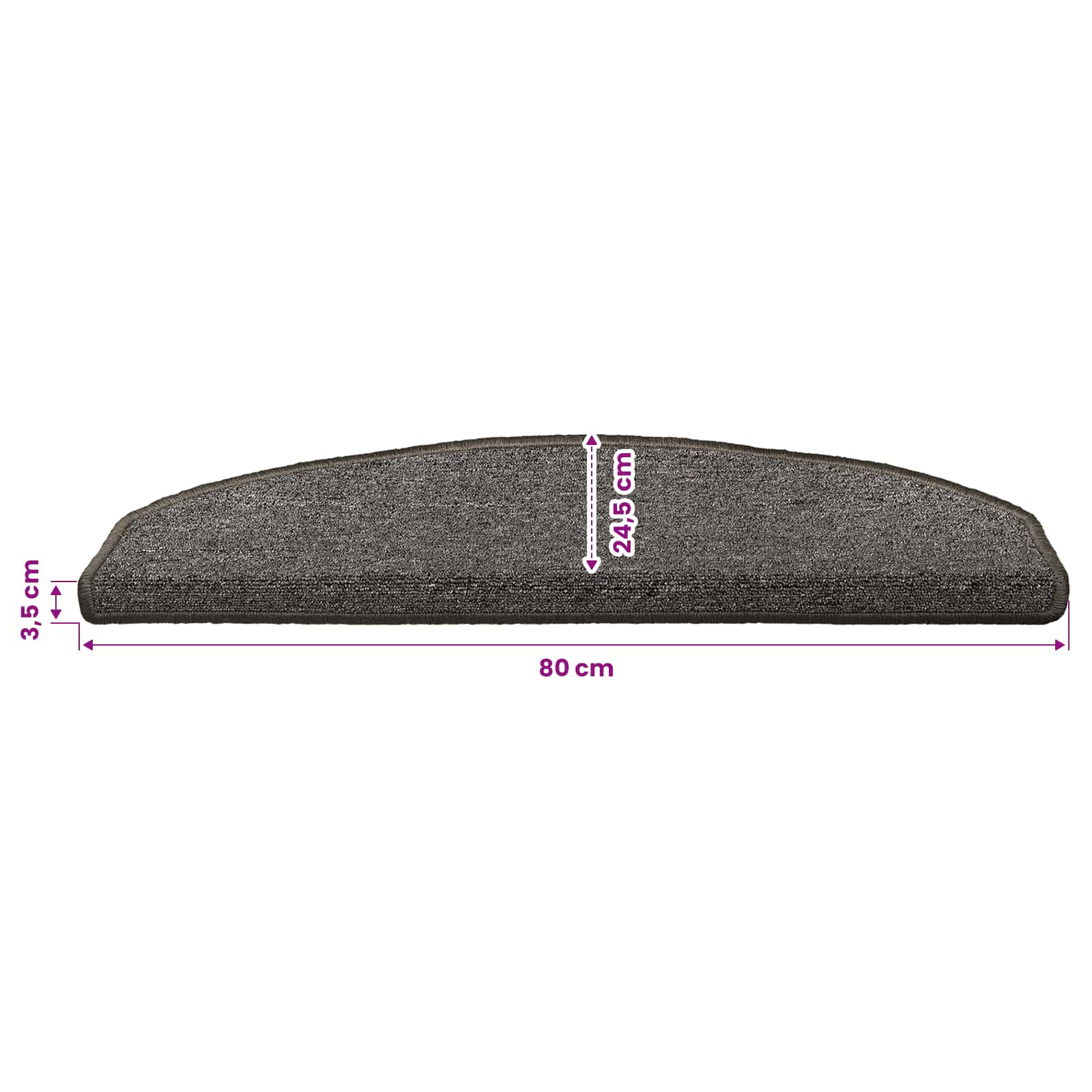 Tappetini per scale autoadesivi 15 pz 80 x 24,5 x 3,5 cm