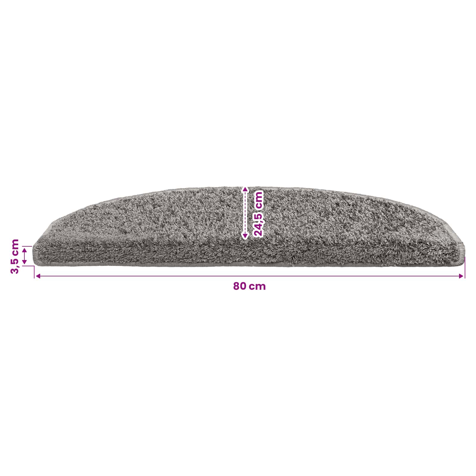 Tappetini per scale autoadesivi 15 pz 80 x 24,5 x 3,5 cm Grigio