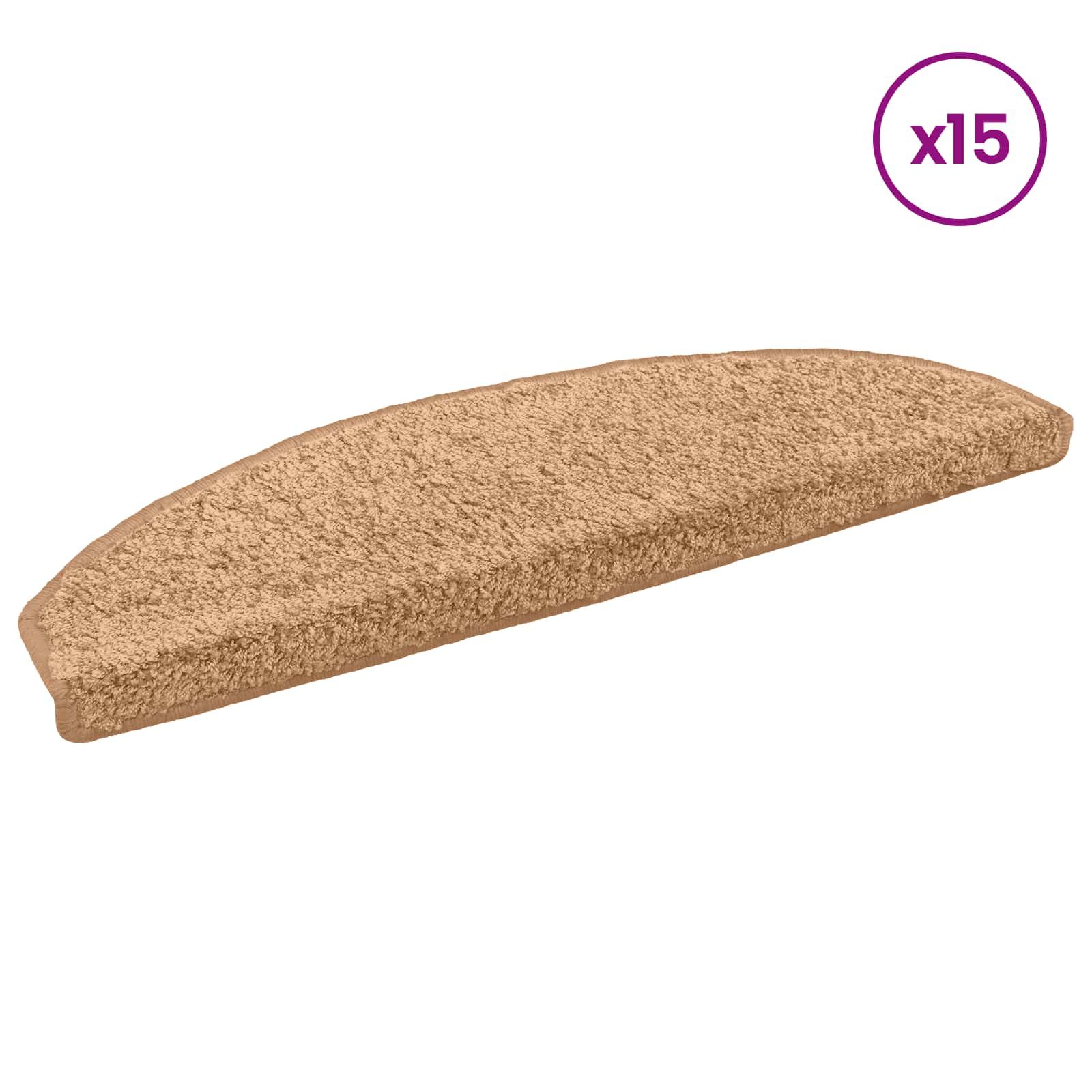Tappetini per scale autoadesivi 15 pz 80 x 24,5 x 3,5 cm Beige