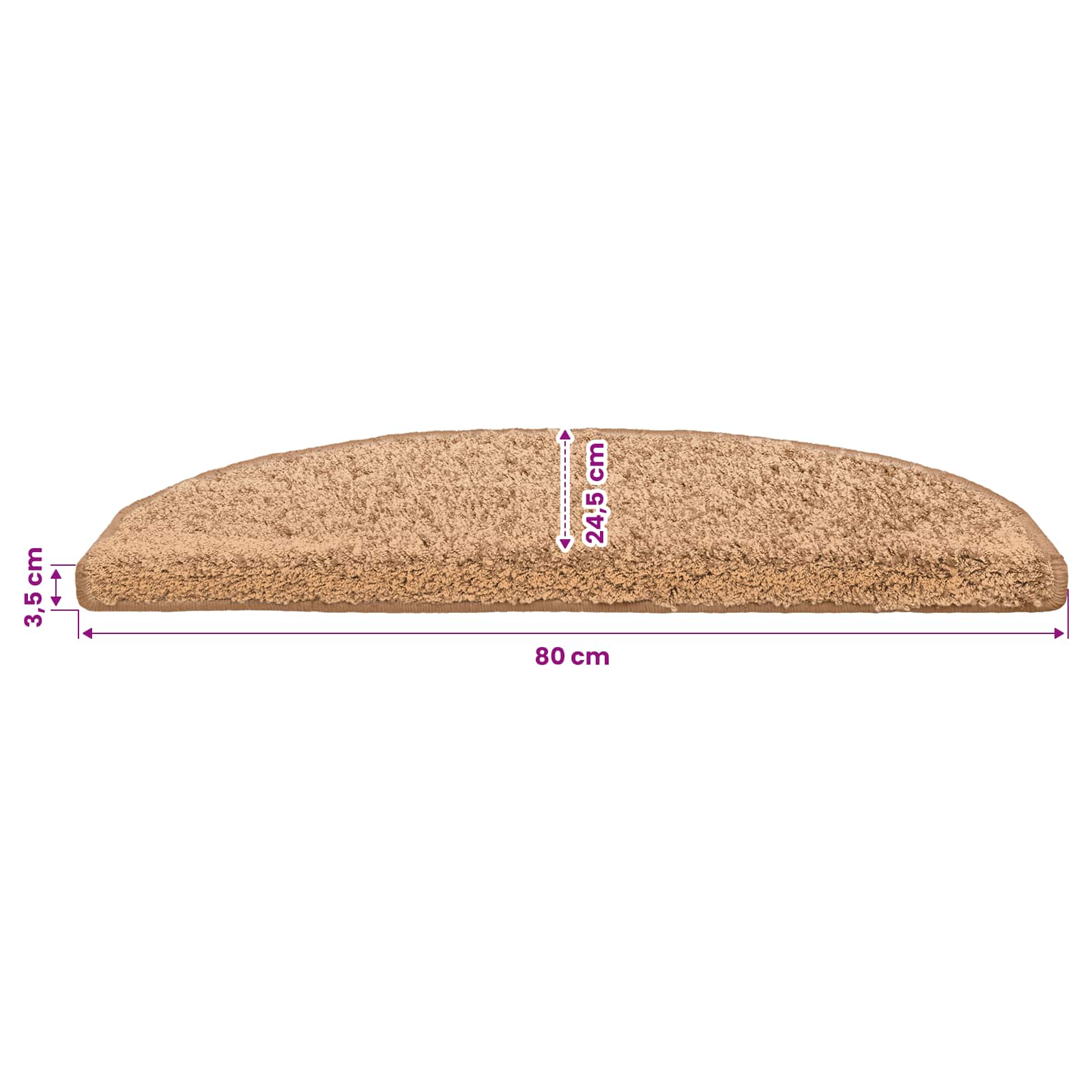 Tappetini per scale autoadesivi 15 pz 80 x 24,5 x 3,5 cm Beige