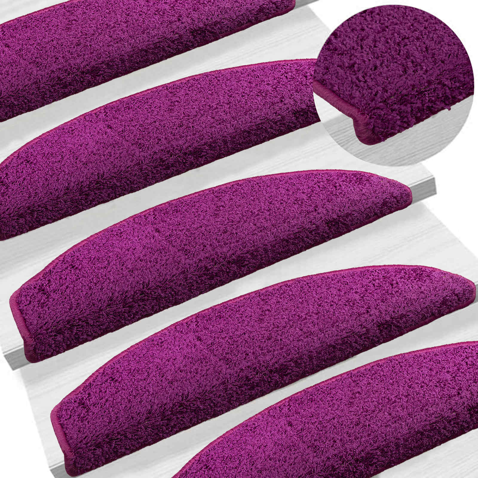 Tappetini per scale autoadesivi 15 pz 80 x 24,5 x 3,5 cm Viola