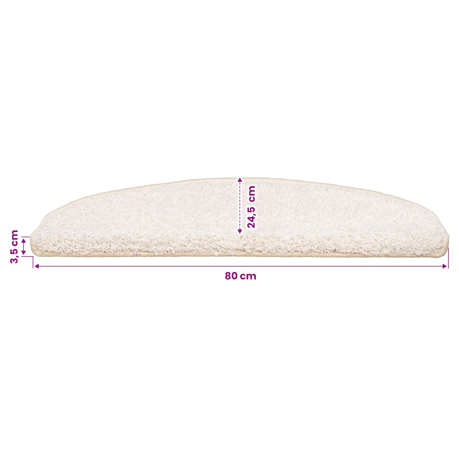 Tappetini per scale autoadesivi 15 pz 80 x 24,5 x 3,5 cm Bianco