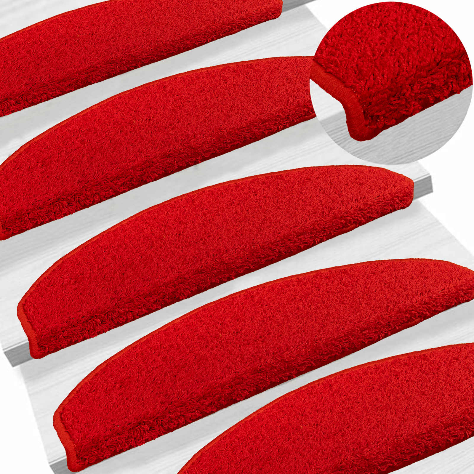 Tappetini per scale autoadesivi 15 pz 80 x 24,5 x 3,5 cm Rosso