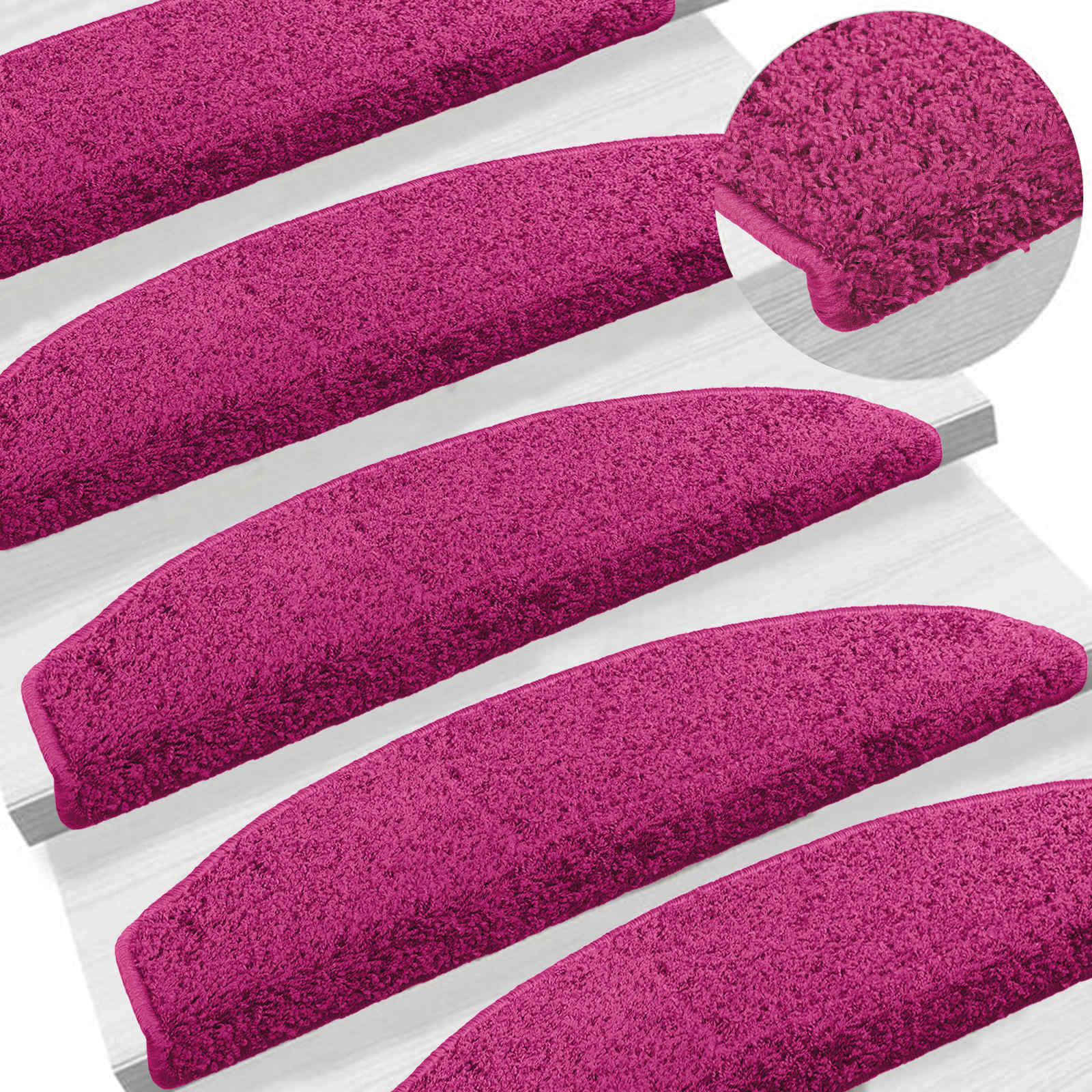 Tappetini per scale autoadesivi 15 pz 80 x 24,5 x 3,5 cm Rosa