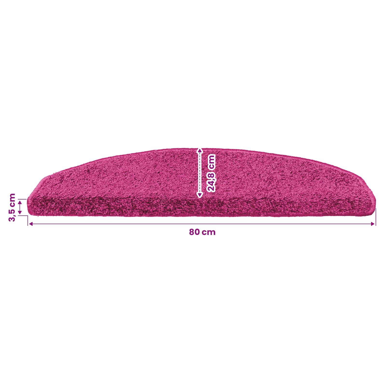 Tappetini per scale autoadesivi 15 pz 80 x 24,5 x 3,5 cm Rosa