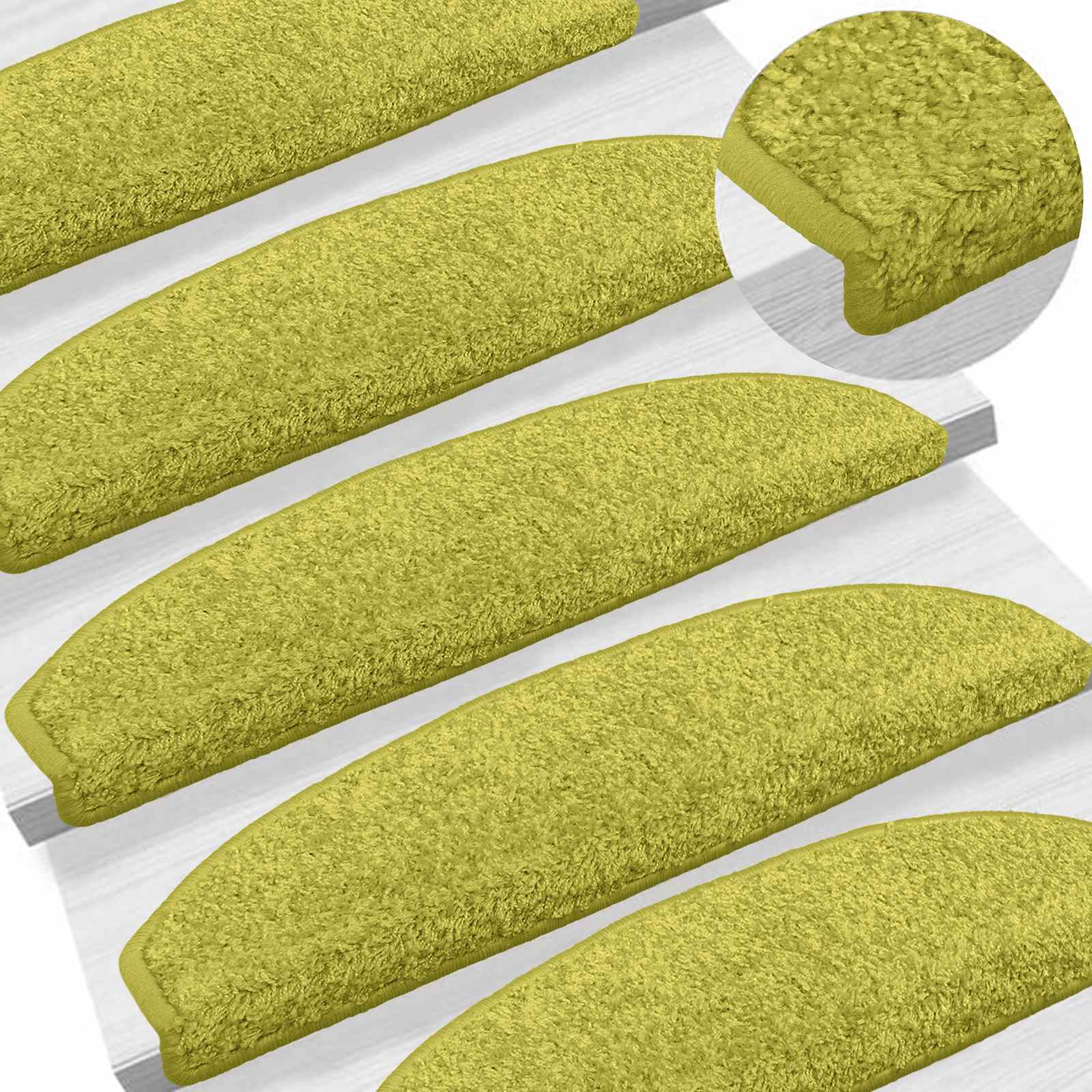 Tappetini per scale autoadesivi 15 pz 80 x 24,5 x 3,5 cm Verde