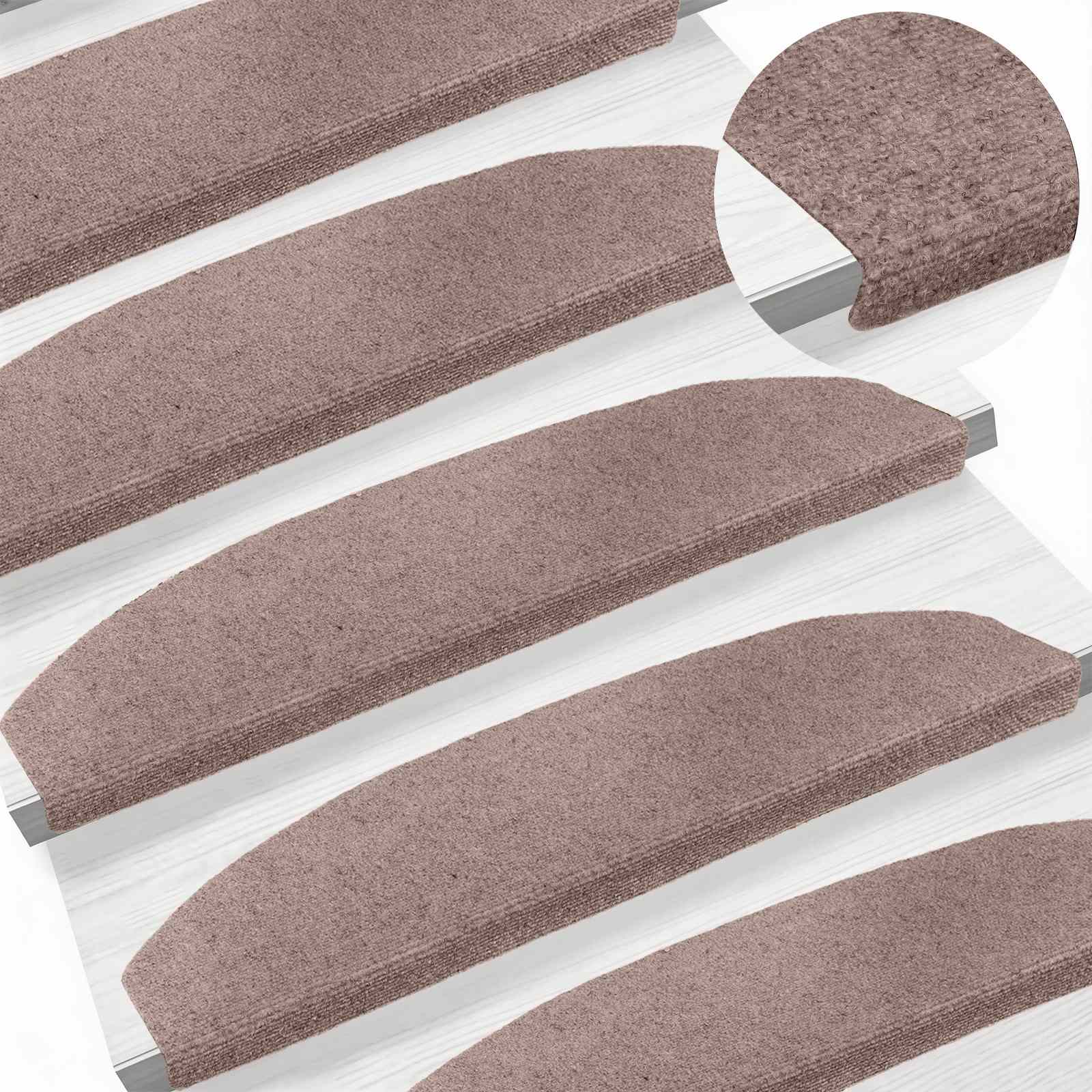 Tappetini per scale autoadesivi 15 pz 80 x 24,5 x 3,5 cm Beige