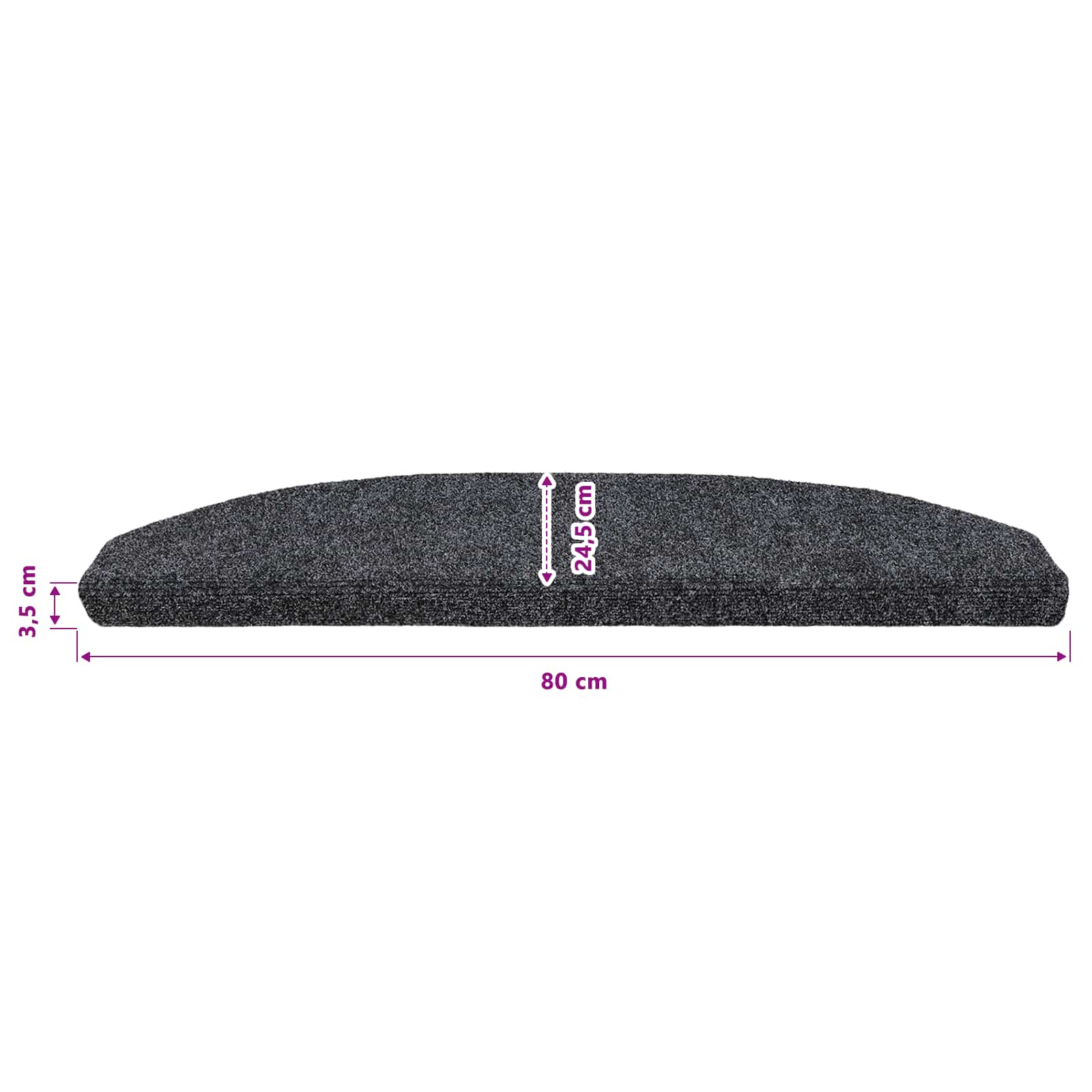 Tappetini per scale autoadesivi 15 pz 80 x 24,5 x 3,5 cm