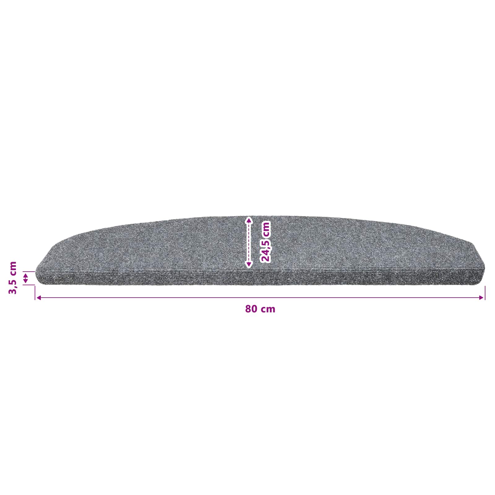 Tappetini per scale autoadesivi 15 pz 80 x 24,5 x 3,5 cm