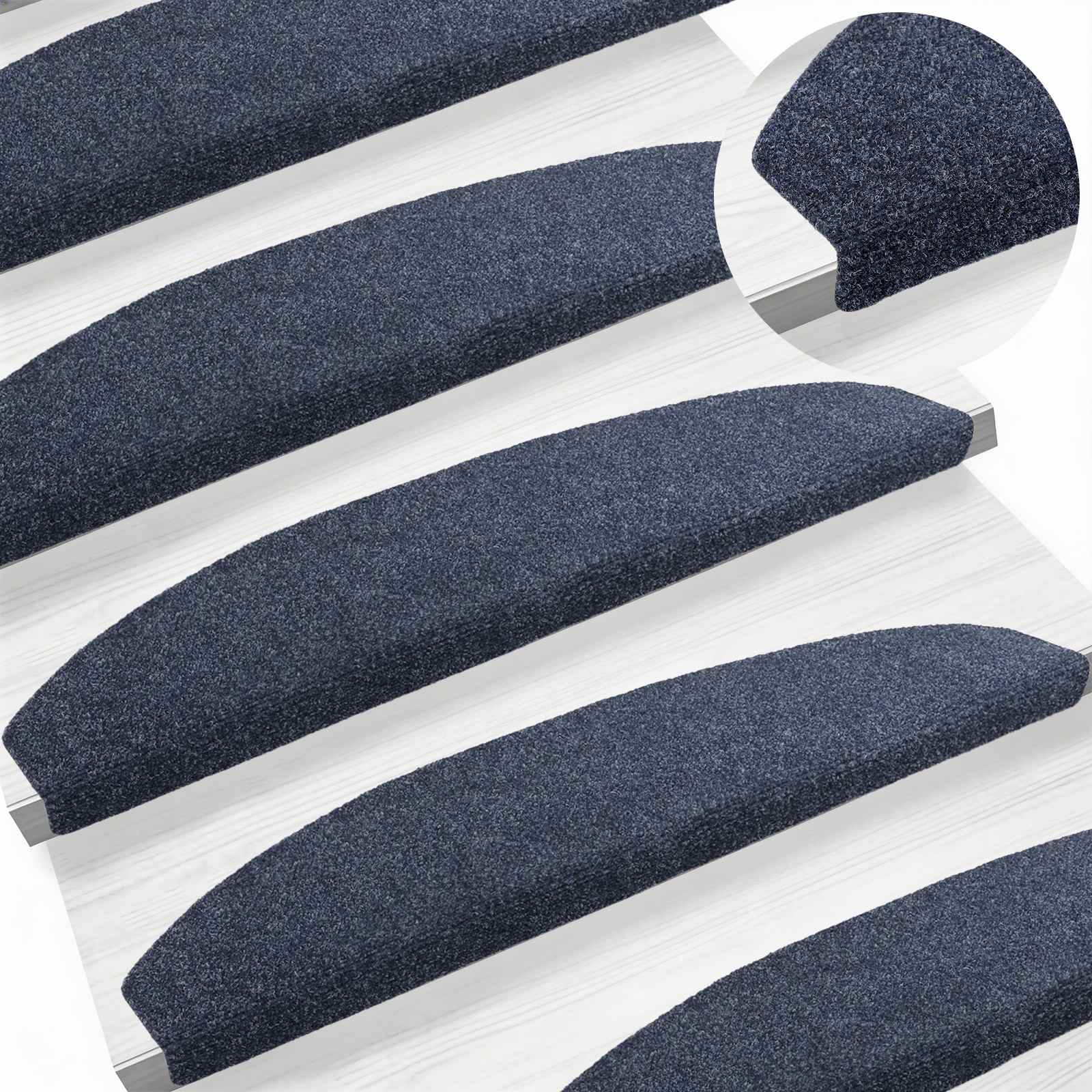 Tappetini per scale autoadesivi 15 pz 80 x 24,5 x 3,5 cm Blu