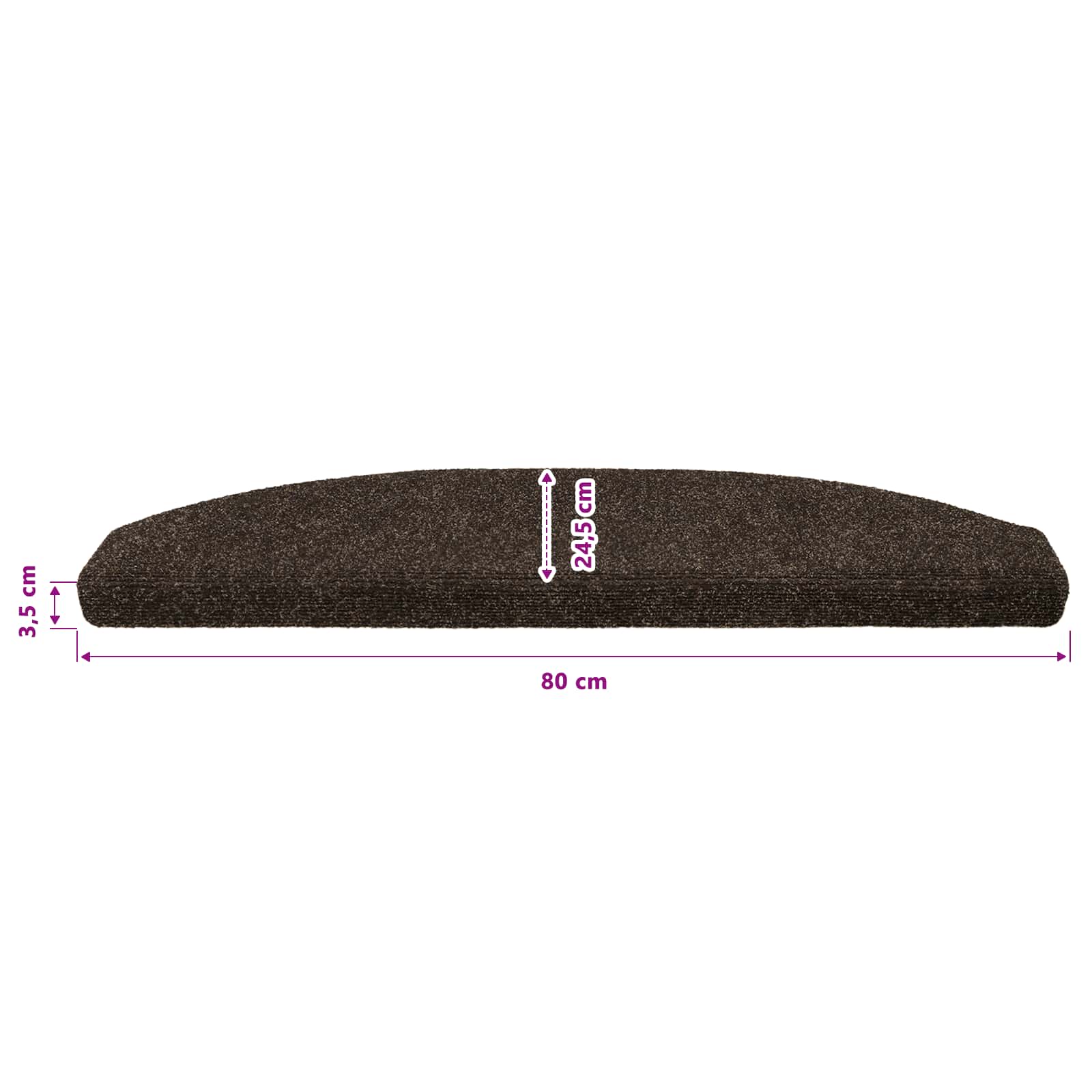 Tappetini per scale autoadesivi 15 pz 80 x 24,5 x 3,5 cm