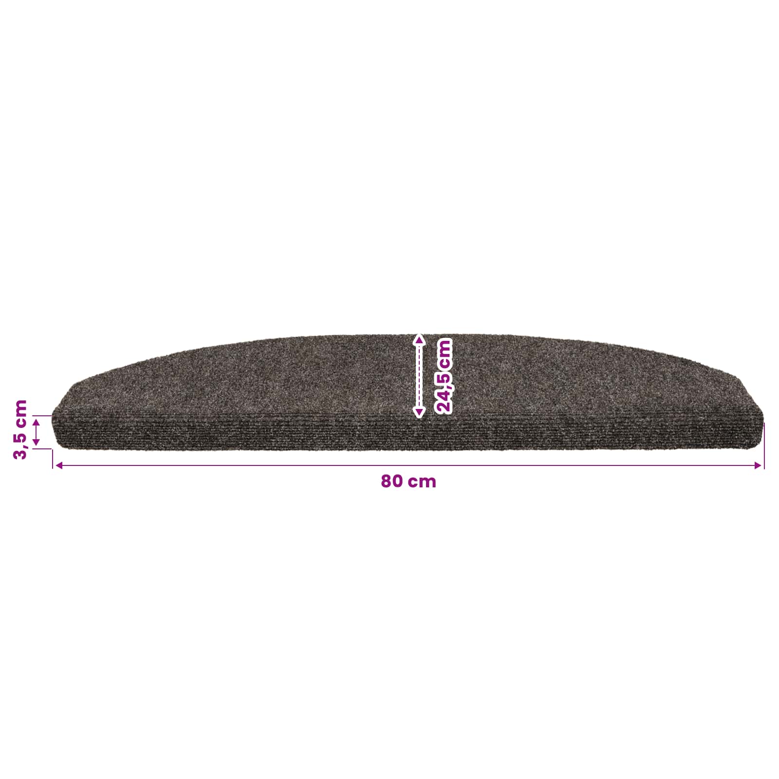 Tappetini per scale autoadesivi 15 pz 80 x 24,5 x 3,5 cm