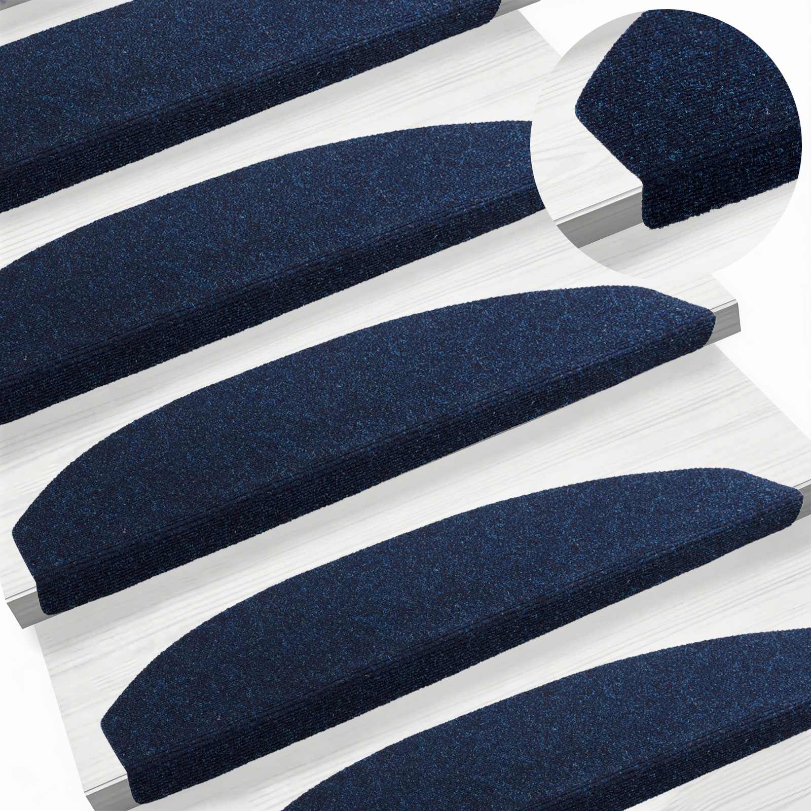 Tappetini per scale autoadesivi 15 pz 80 x 24,5 x 3,5 cm Navy