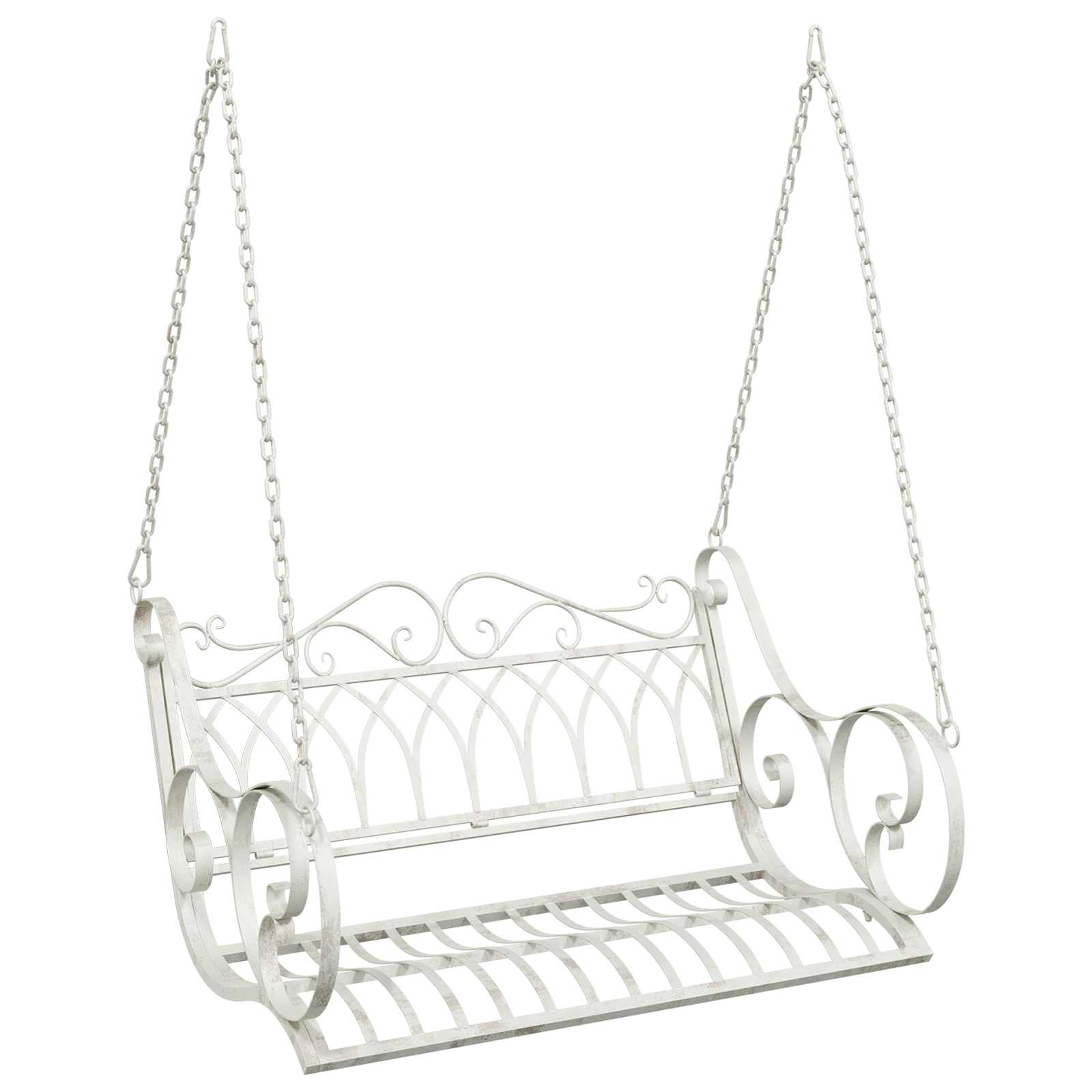 Panchina a Dondolo Acciaio 109 x 75 x 59 cm Bianco Antico