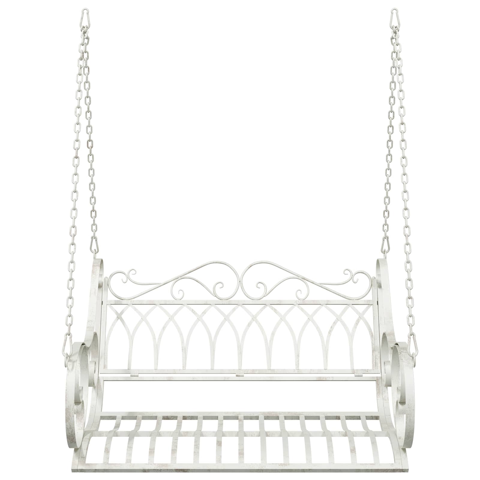 Panchina a Dondolo Acciaio 109 x 75 x 59 cm Bianco Antico