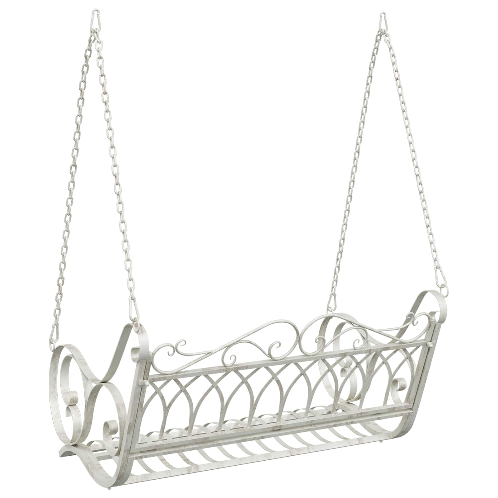 Panchina a Dondolo Acciaio 109 x 75 x 59 cm Bianco Antico