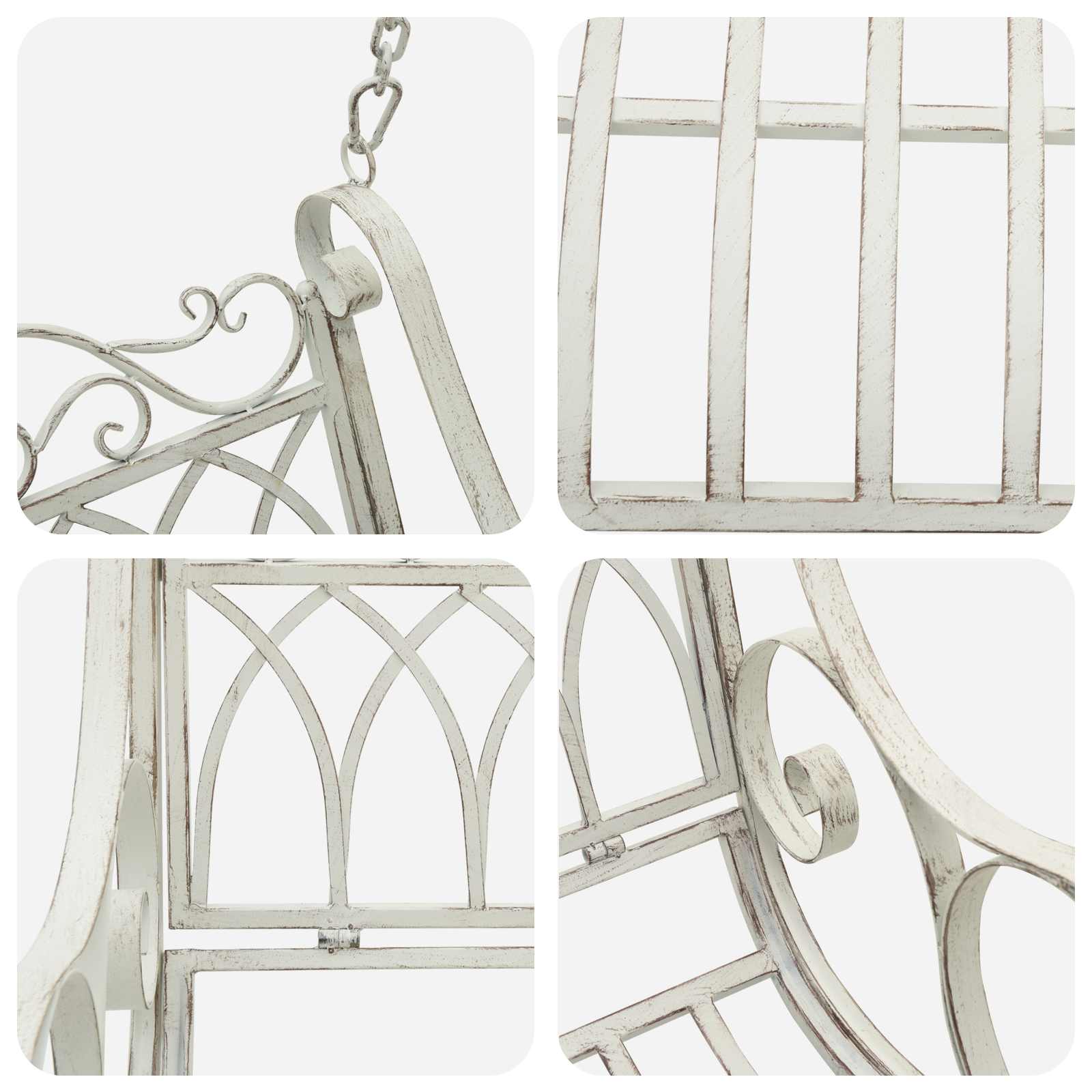 Panchina a Dondolo Acciaio 109 x 75 x 59 cm Bianco Antico
