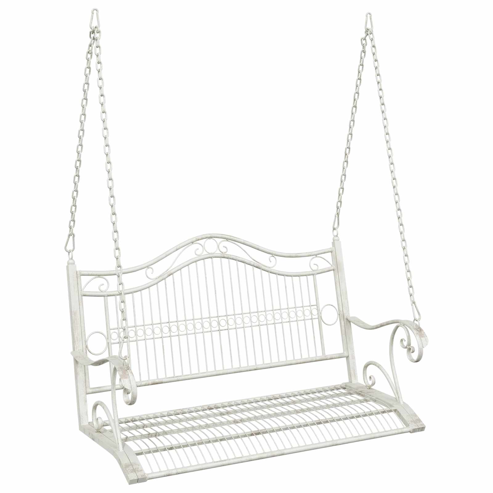Panchina a Dondolo Acciaio 115 x 61 x 63 cm Bianco Antico